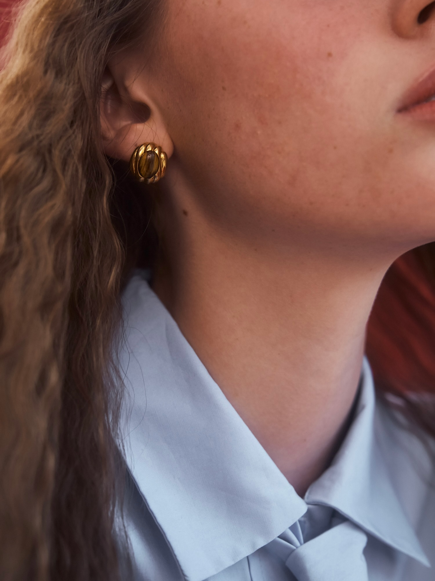 Avant Studio Gia Earrings Tigers Eye, Gold