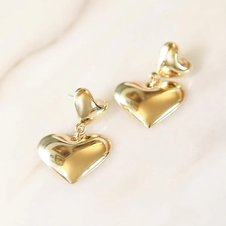 Daisy London Heart Drop Earrings, Gold