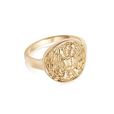 Daisy London Woven Coin Ring, Gold