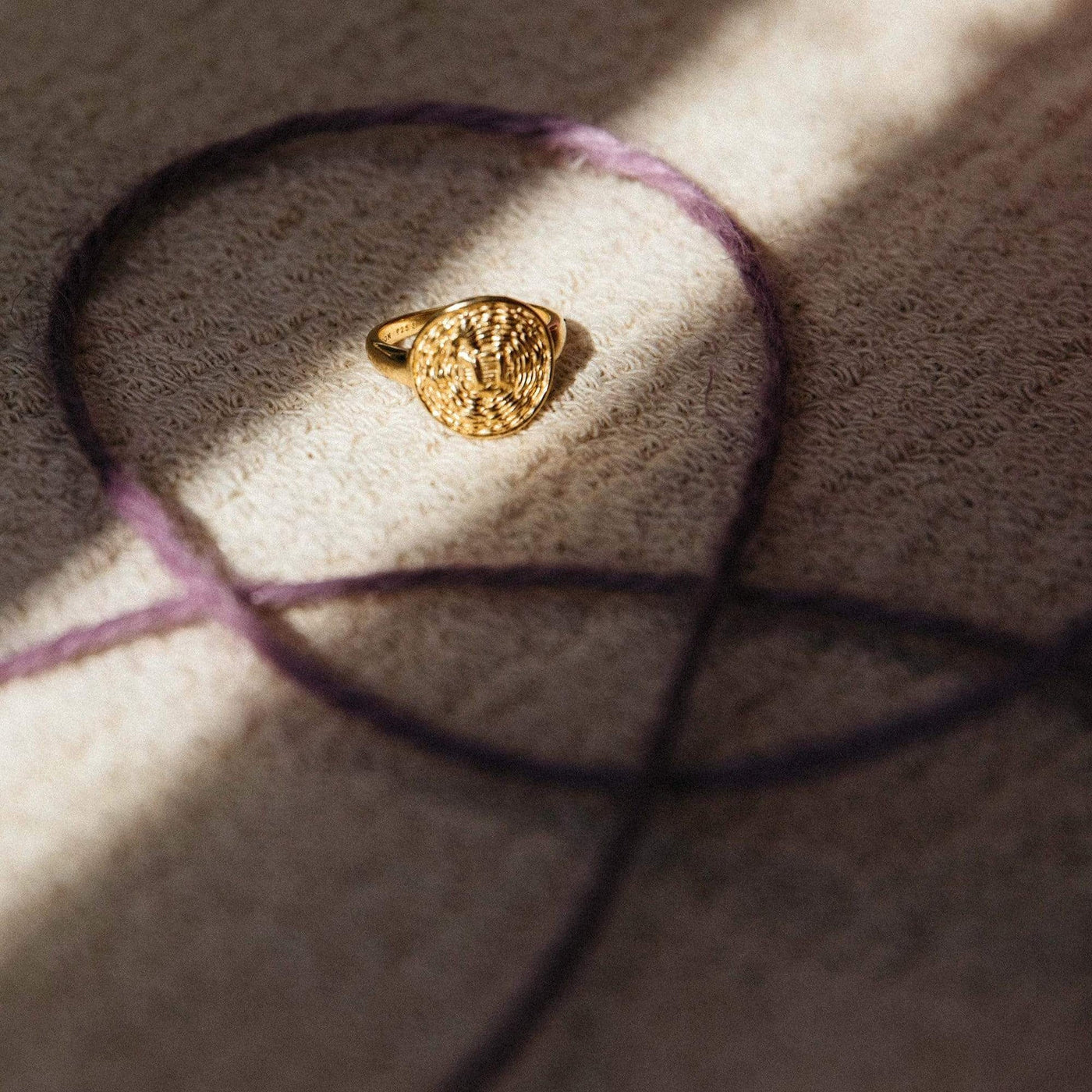 Daisy London Woven Coin Ring, Gold