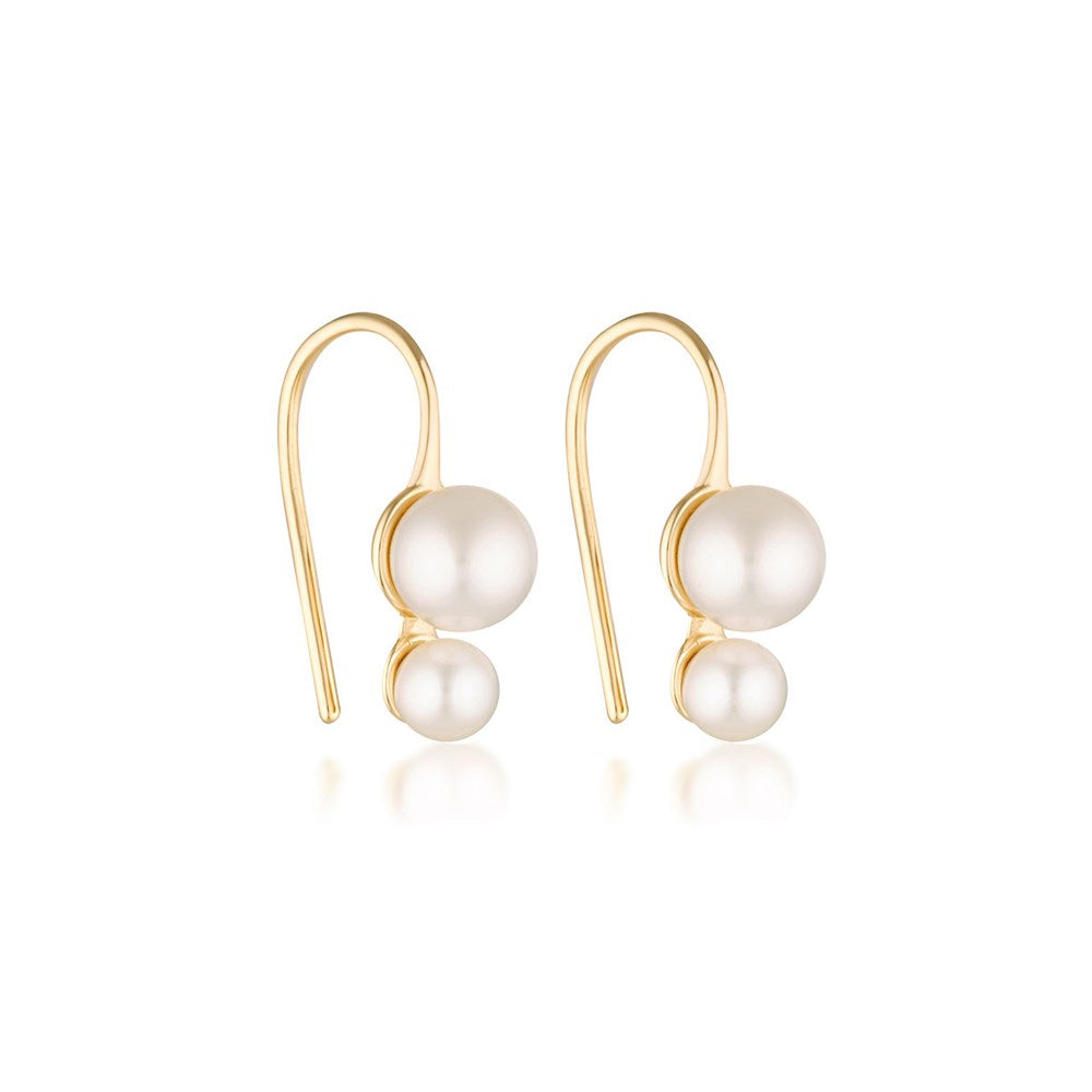 Linda Tahija Double Pearl Hook Earrings, Gold