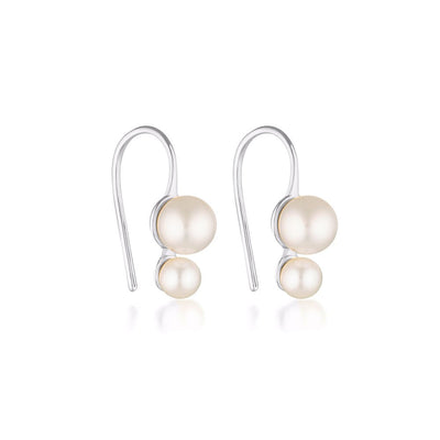 Linda Tahija Double Pearl Hook Earrings, Silver