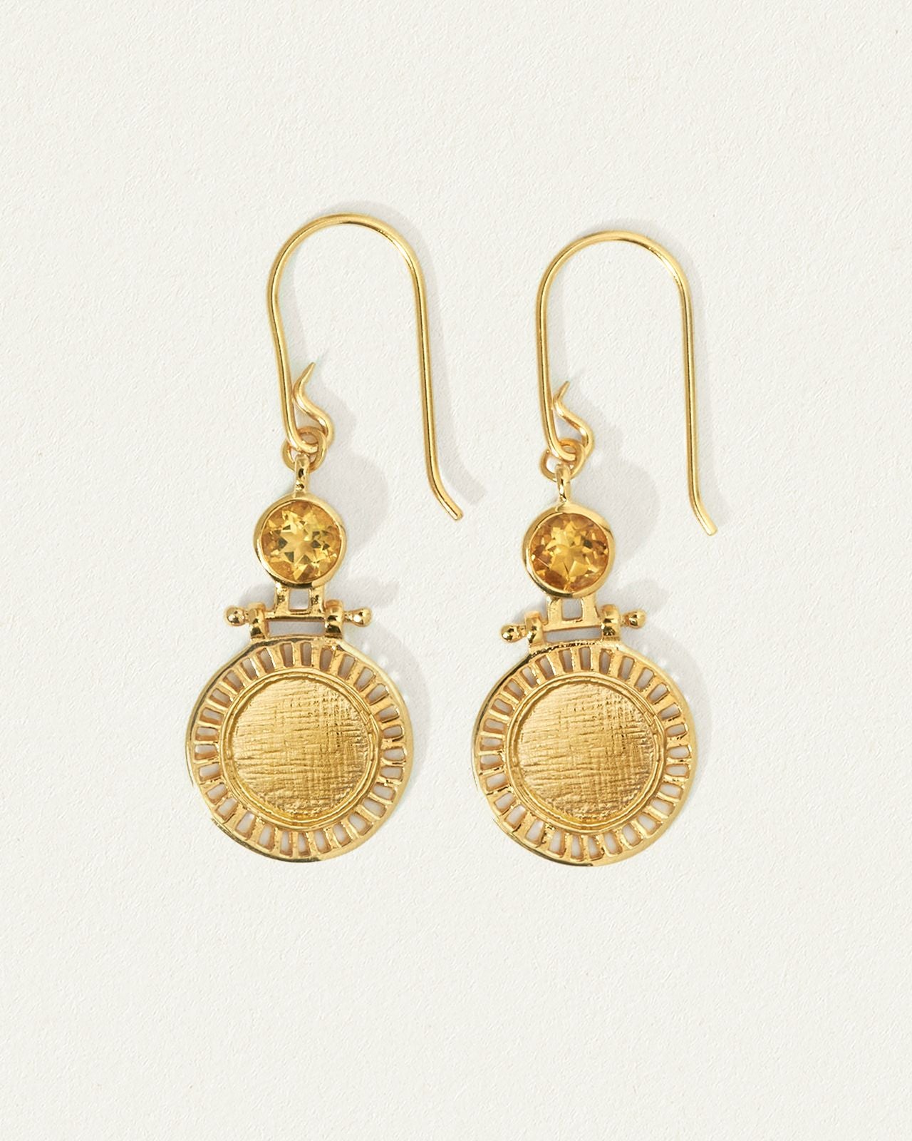 Temple of the Sun Solar Earrings, Gold