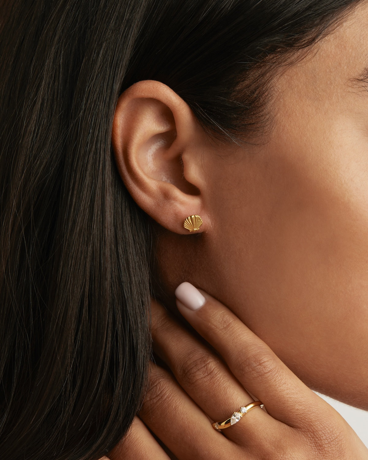 By Charlotte By the Shore Shell Stud Earrings, Gold