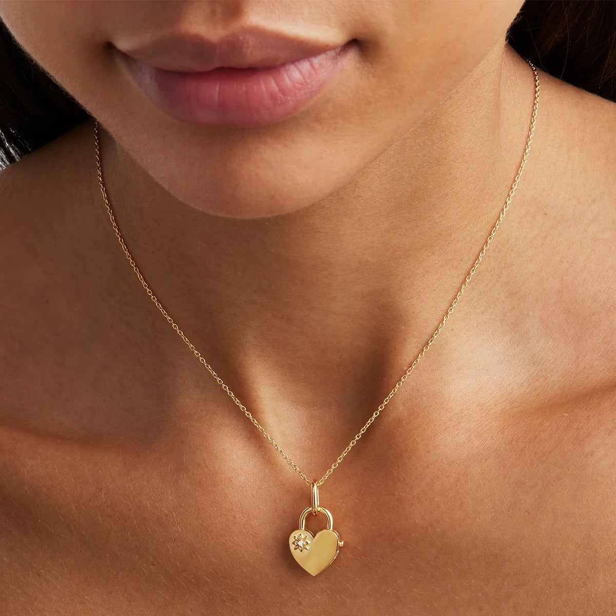 By Charlotte Connected Hearts Padlock Pendant, Gold