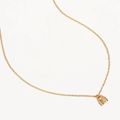 By Charlotte Crystal Lotus Padlock Necklace, Gold