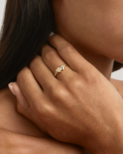 By Charlotte Forever Intertwined Heart Signet Ring, Gold