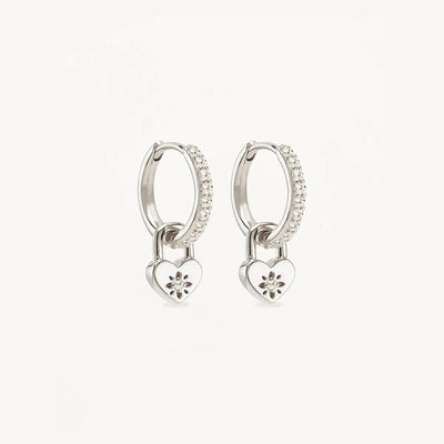 By Charlotte Love Unlocked Padlock Hoops, Silver