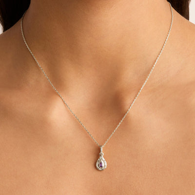 By Charlotte With Love Birthstone Annex Link Pendant, Silver