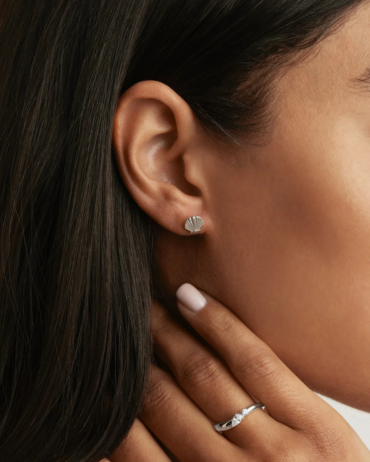 By Charlotte By the Shore Shell Stud Earrings, Silver