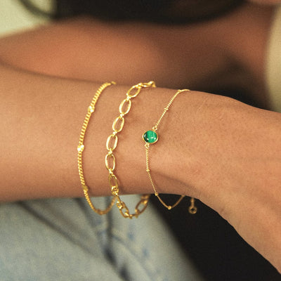 Daisy London Malachite Healing Stone Bracelet, Gold