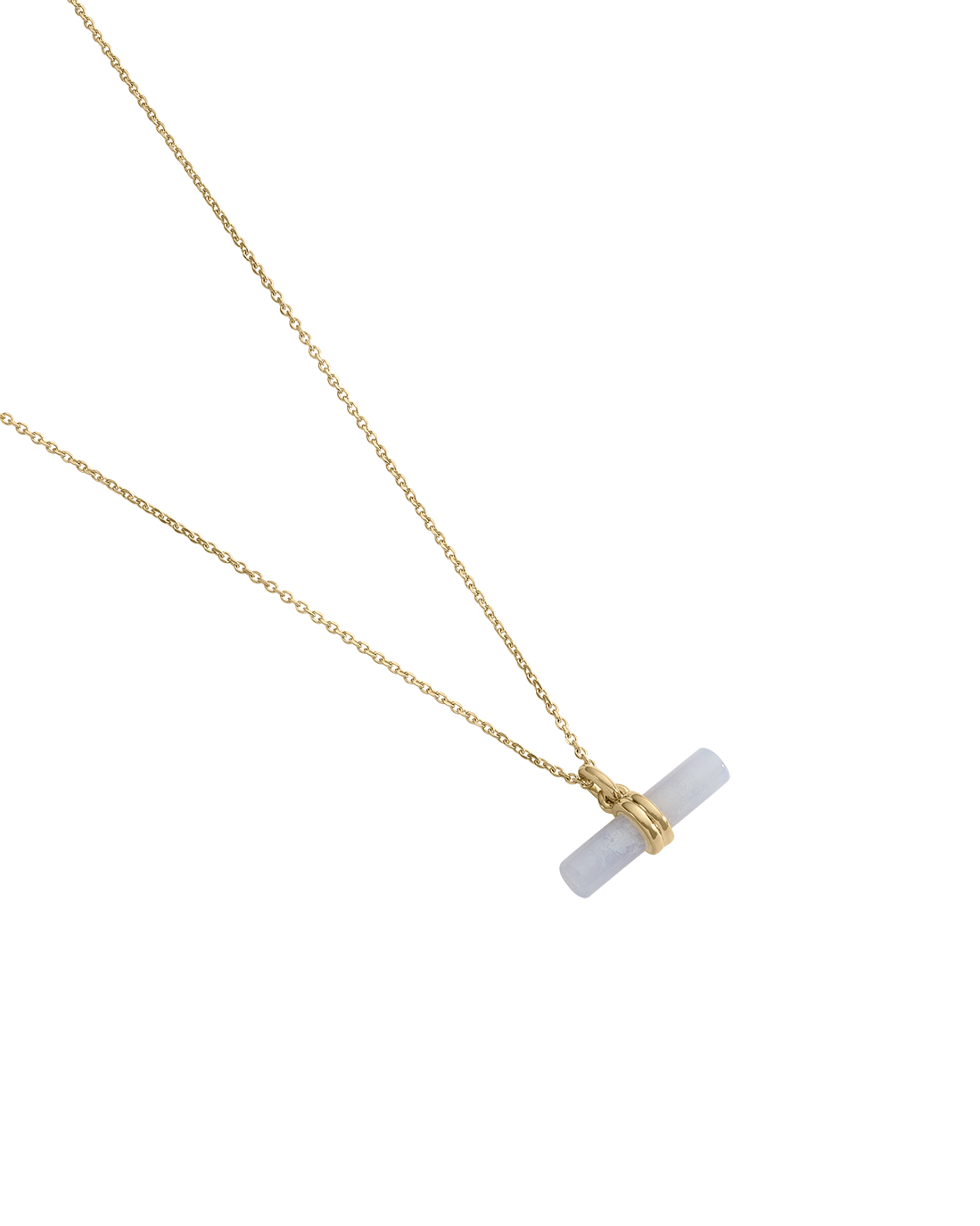 Kirstin Ash Blue Lace Agate T-Bar Necklace, Gold