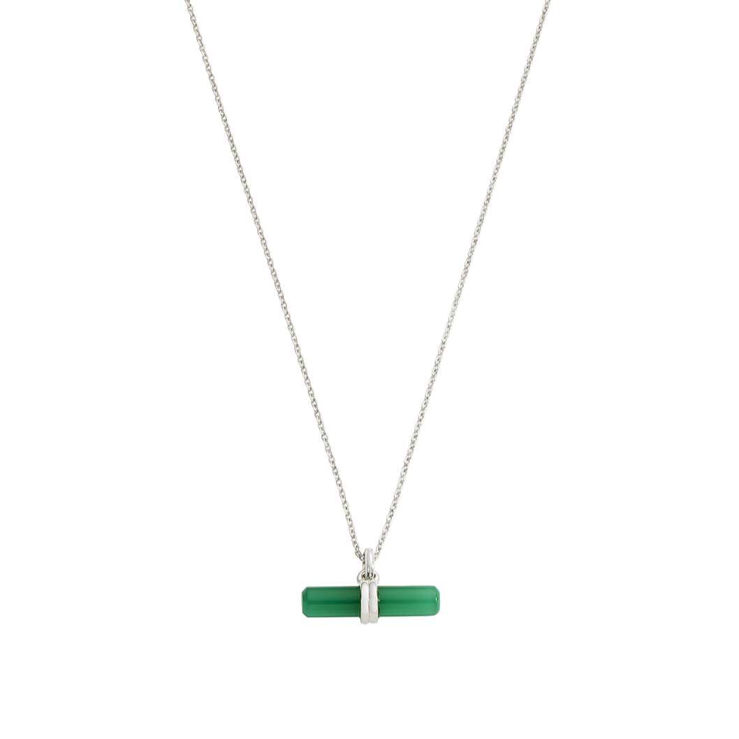 Kirstin Ash Green Onyx T-Bar Necklace, Silver