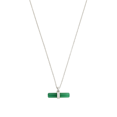 Kirstin Ash Green Onyx T-Bar Necklace, Silver