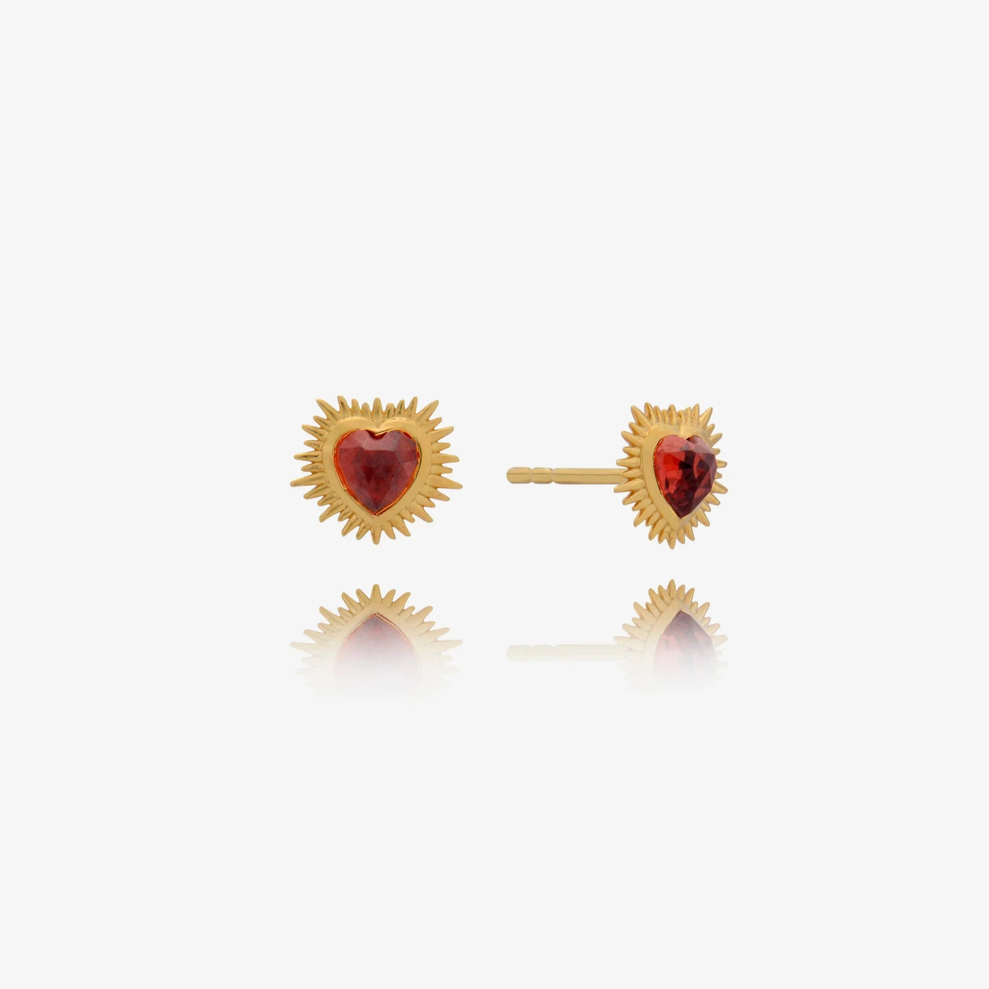 Rachel Jackson Electric Love Garnet Heart Stud Earrings, Gold