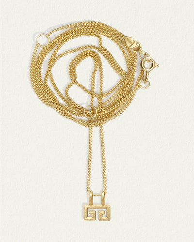 Temple of the Sun Solid Gold Greek Key Necklace
