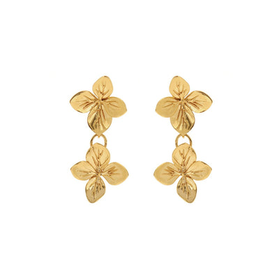 Linda Tahija Hydrangea Double Drop Earrings, Gold