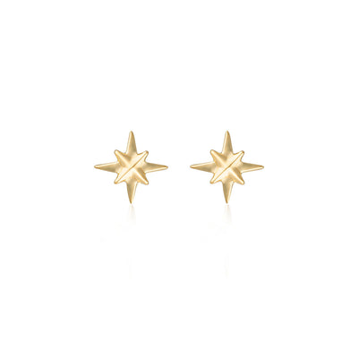Linda Tahija North Star Stud Earrings, Gold or Silver