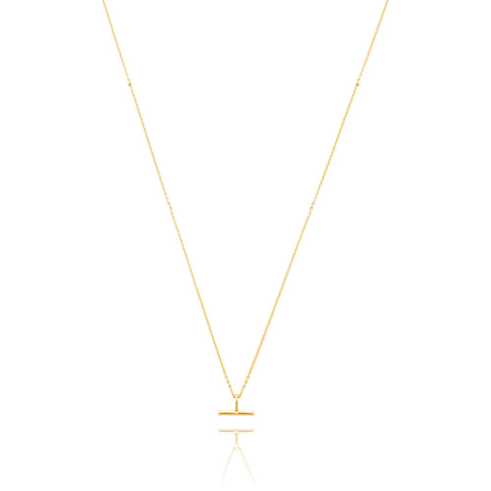 Linda Tahija Mini T-Bar Necklace, Gold